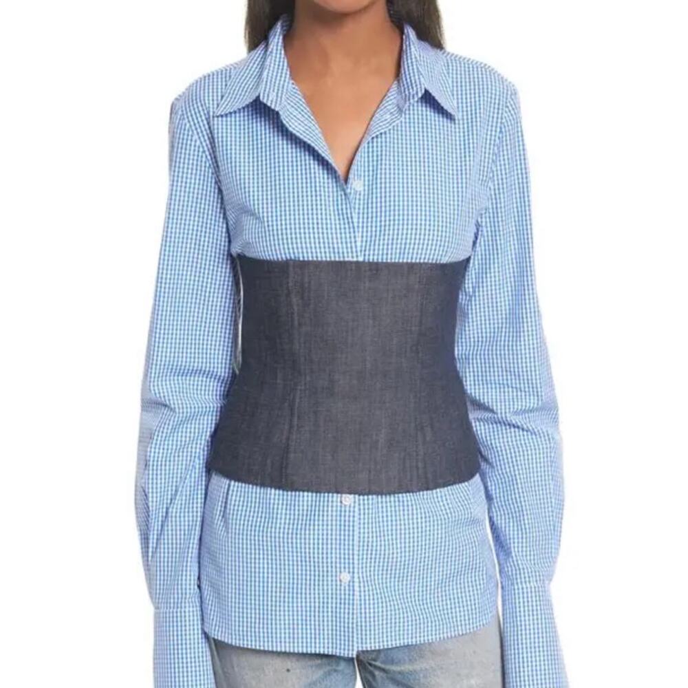 Tibi Marine raw denim corset 0 - Picture 2 of 8